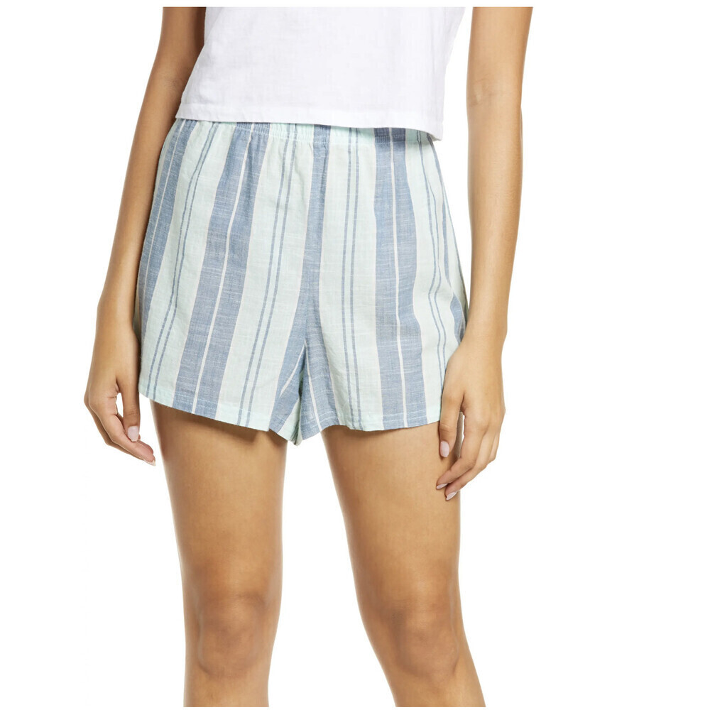 BP. Boyfriend Stripe Pajama Shorts In Green Yucca Emmy Stripe Size M